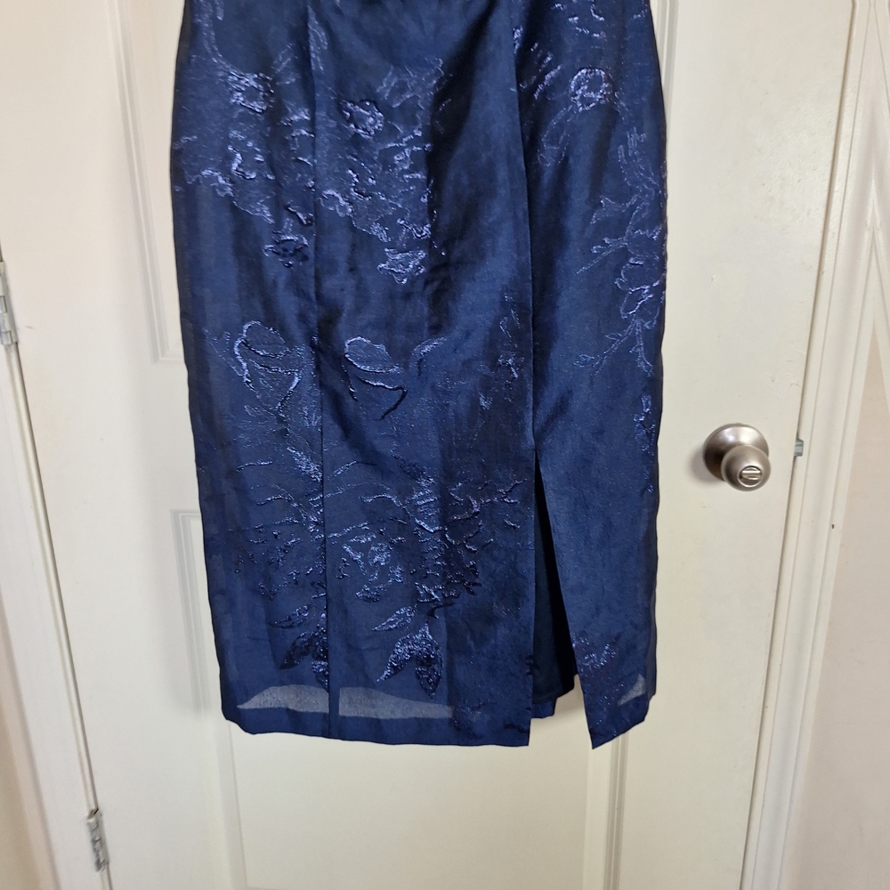 Monique Lhuillier Off The Shoulder Metallic Fil Coupe Midi Dress Size 12 - Picture 4 of 8